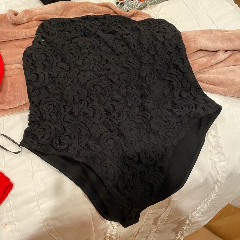Black strapless bodysuit